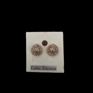 Cubic Zirconia Gold Color Stud Earrings
